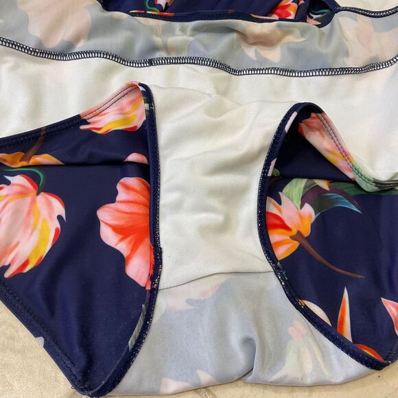 Esprlia Bathing Suit 1 Pc Plus Size 2XL Soft Cup Full Skirt Cut Out Floral Print - Picture 13 of 15